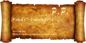 Pakó Paszkál névjegykártya